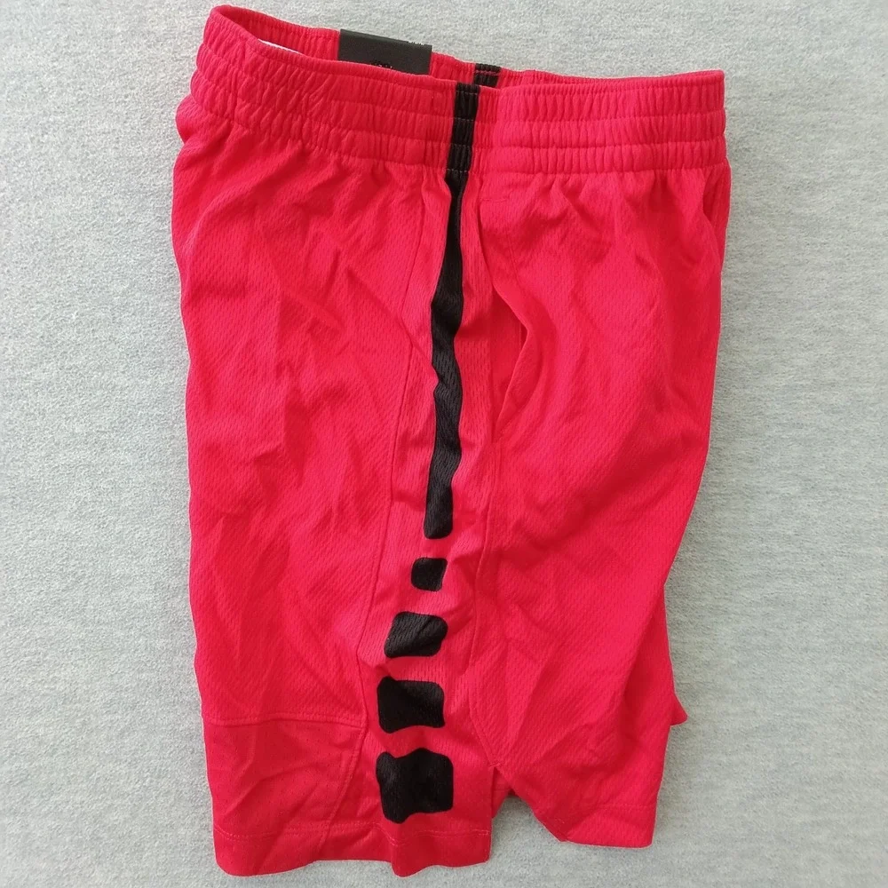 Nike Kids Dri-FIT Basketball Shorts Red Black Graphic Stripe Medium NEW